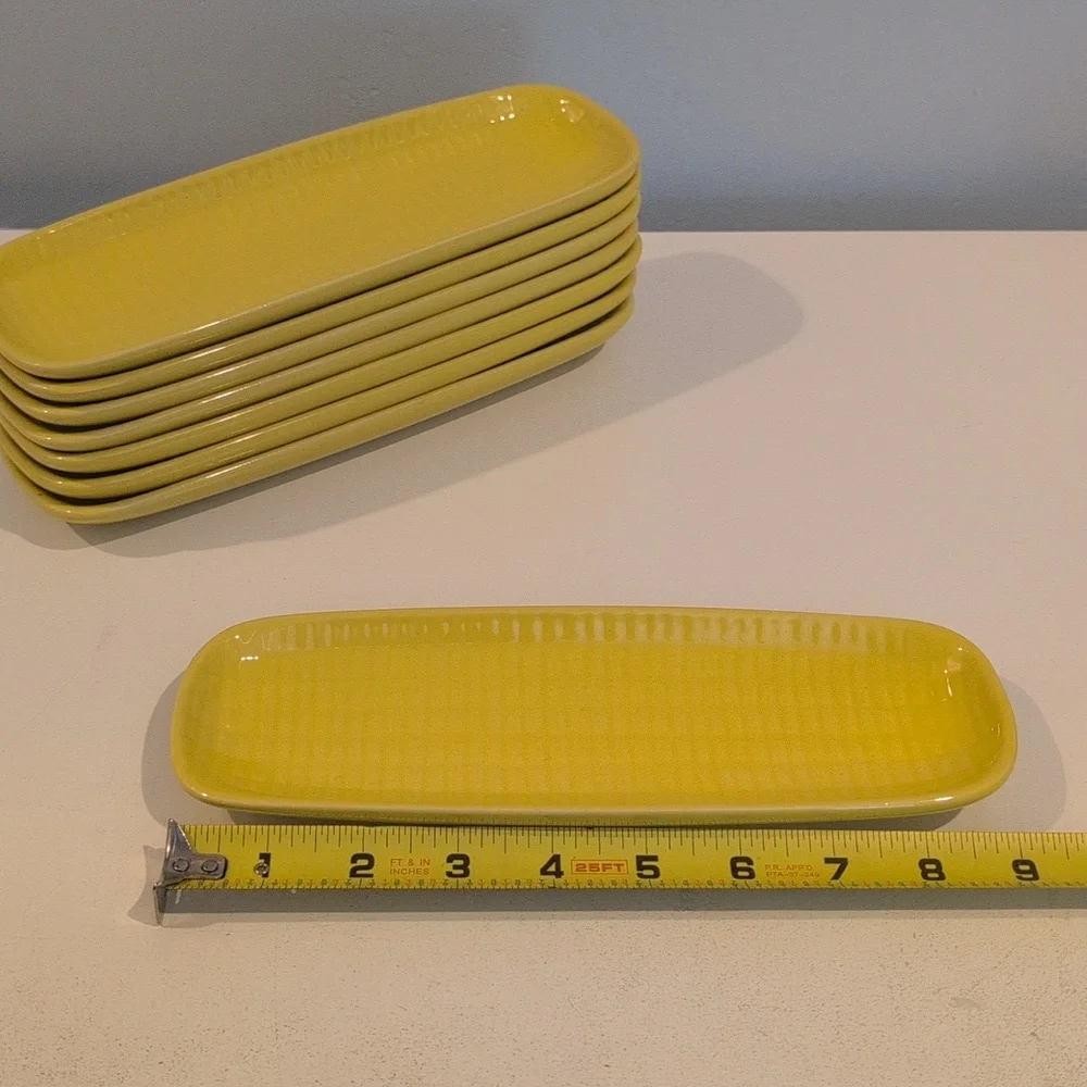 Crate & Barrel Ceramic Corn On The Cob Plates Set Of Eight (8) New With Tags